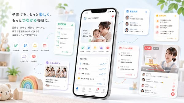 子育て応援多機能ライブ配信アプリ